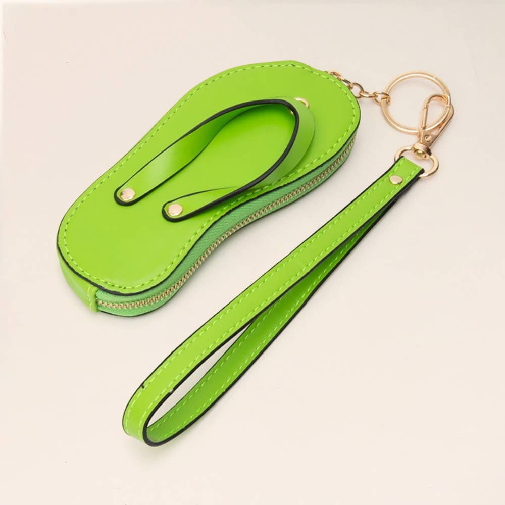 Faux Leather Flip-flop Mini Wristlet Keychain / Bag Charm