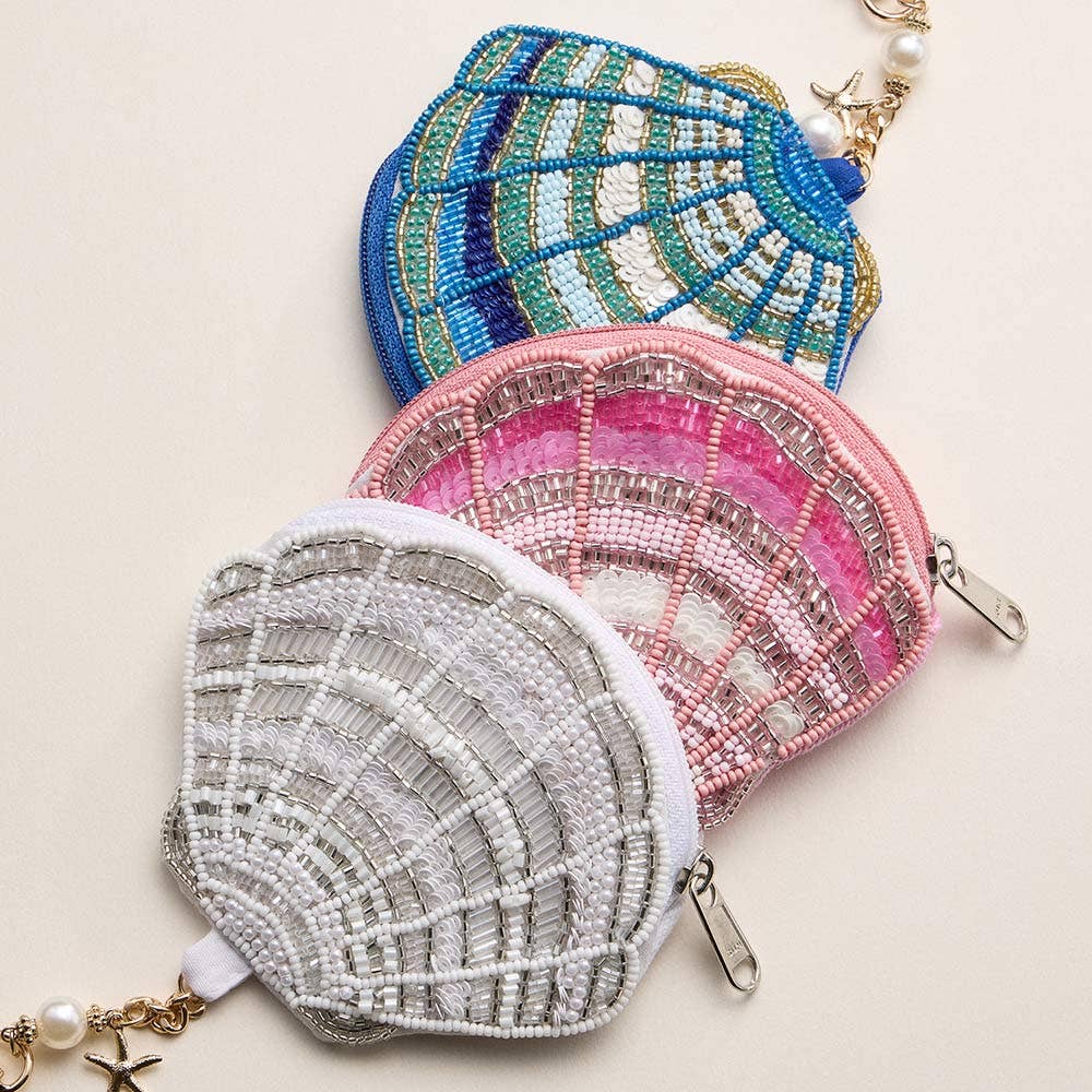 Sea Shell Charm Keychain Mini Pouch