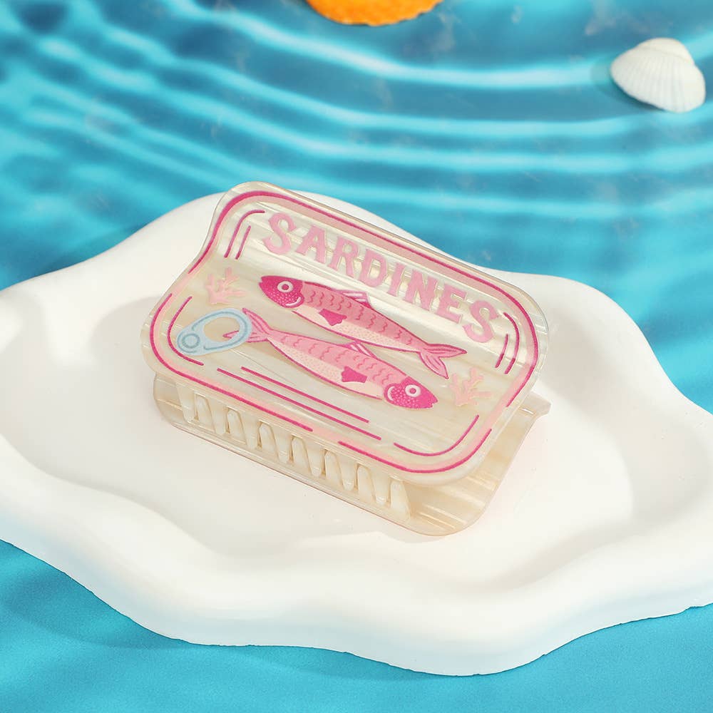 Fun Sardine Can Hair Pattern Hair Claw Clips