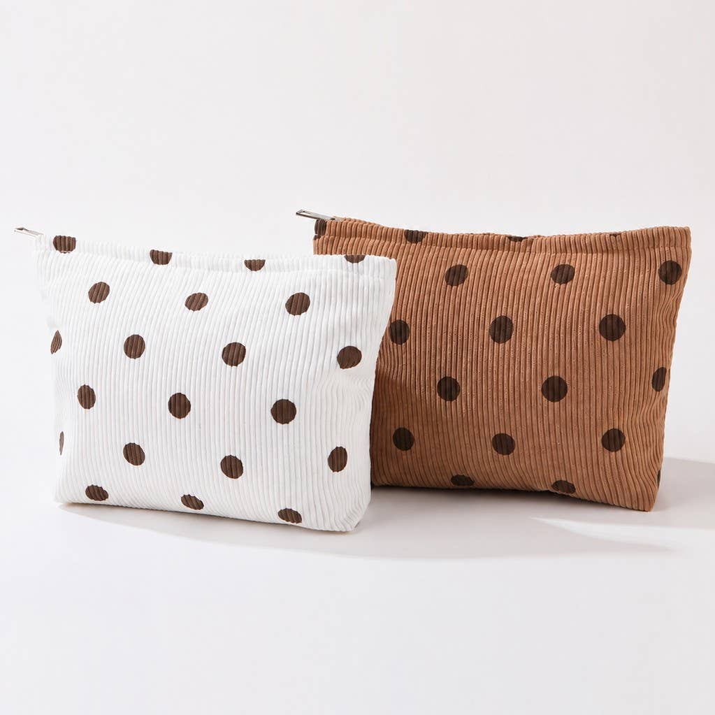 Corduroy Polka Dot Cosmetic Bag