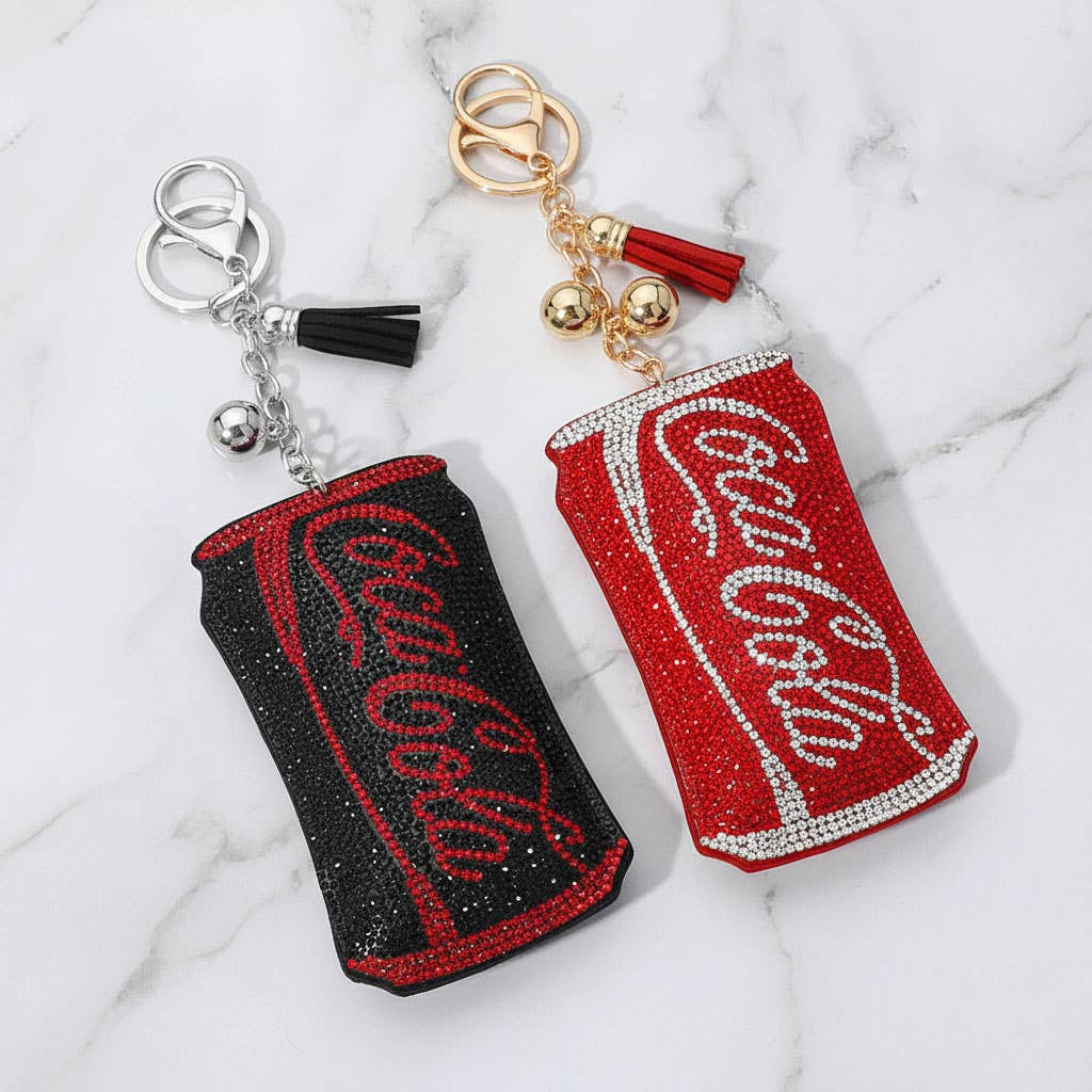 Bling Studded Cola Can Tassel Keychain
