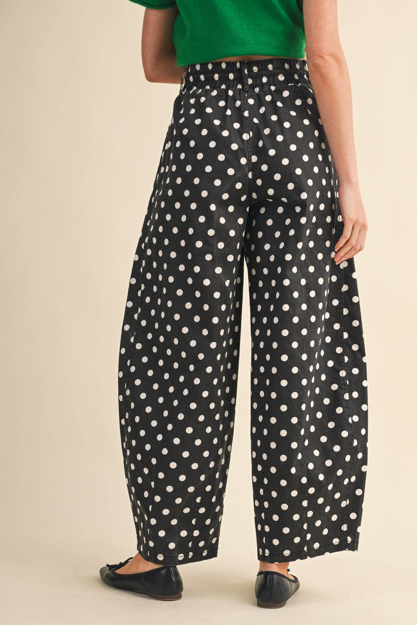 Polka Dot Pleated Barrel Pants - 3 Colors Available