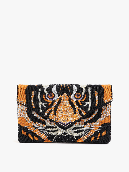 Livy Beaded Flapover Clutch/Crossbody