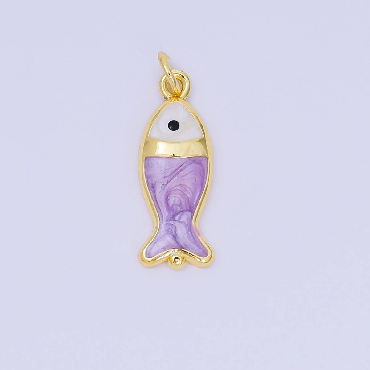 24K Gold Filled 22mm Enamel Pink Purple Blue Pastel Tiny Sea Fish Animal Charm | D-367 D-369