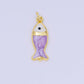 24K Gold Filled 22mm Enamel Pink Purple Blue Pastel Tiny Sea Fish Animal Charm | D-367 D-369