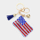 Bling American USA Flag Tassel Keychain