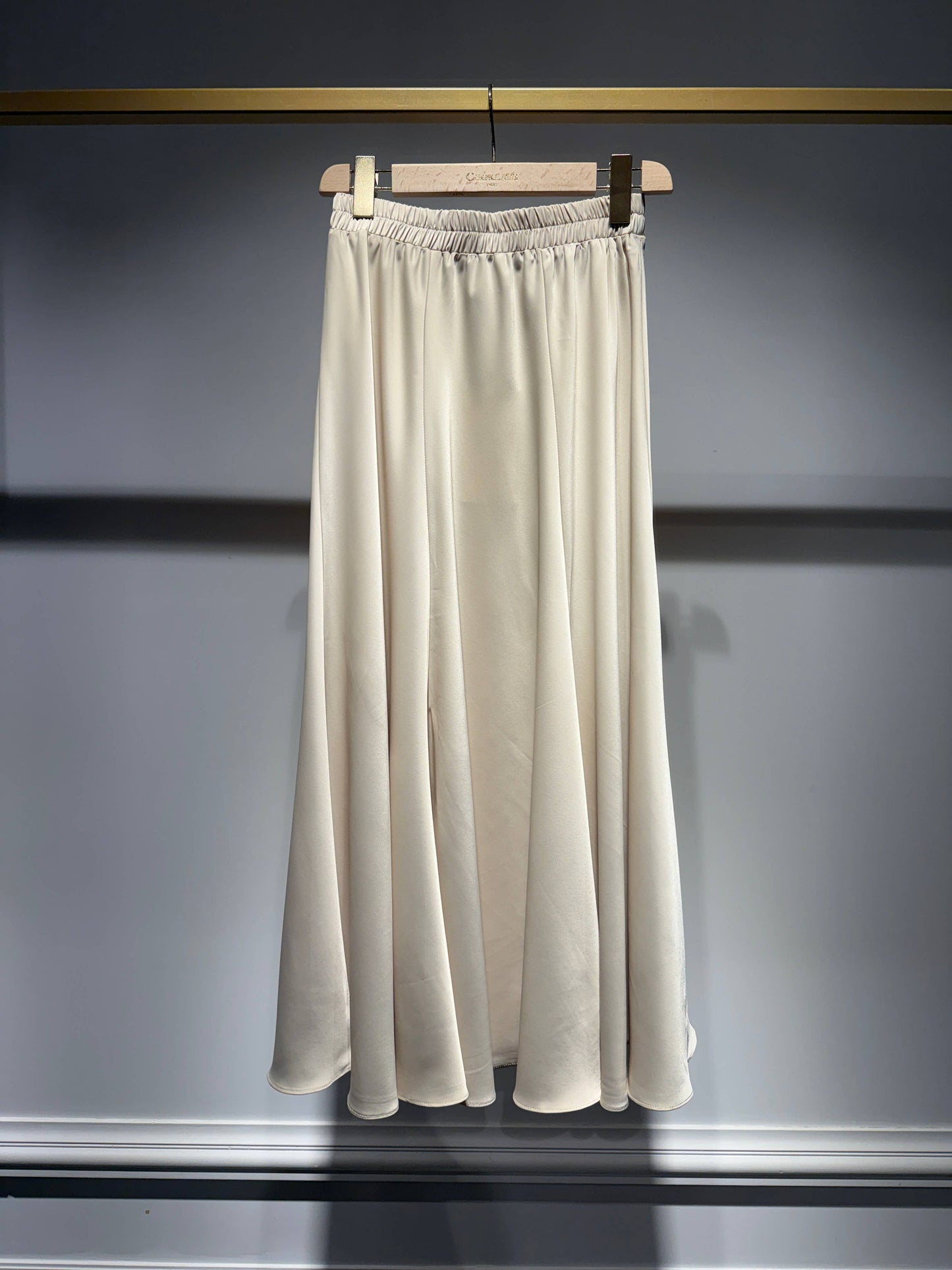 Valentine Satin Skirt: Beige
