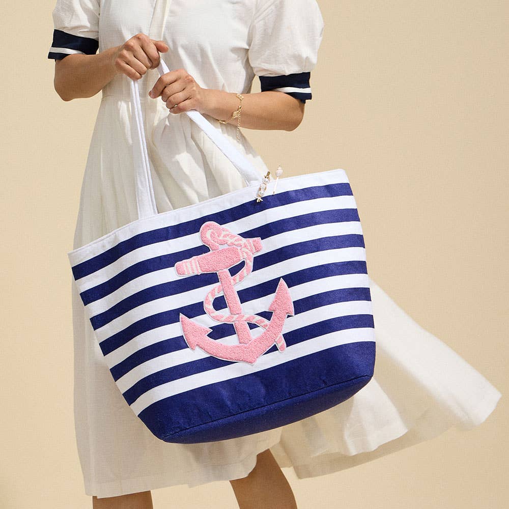 Anchor Striped Tote Bag: Two Colors
