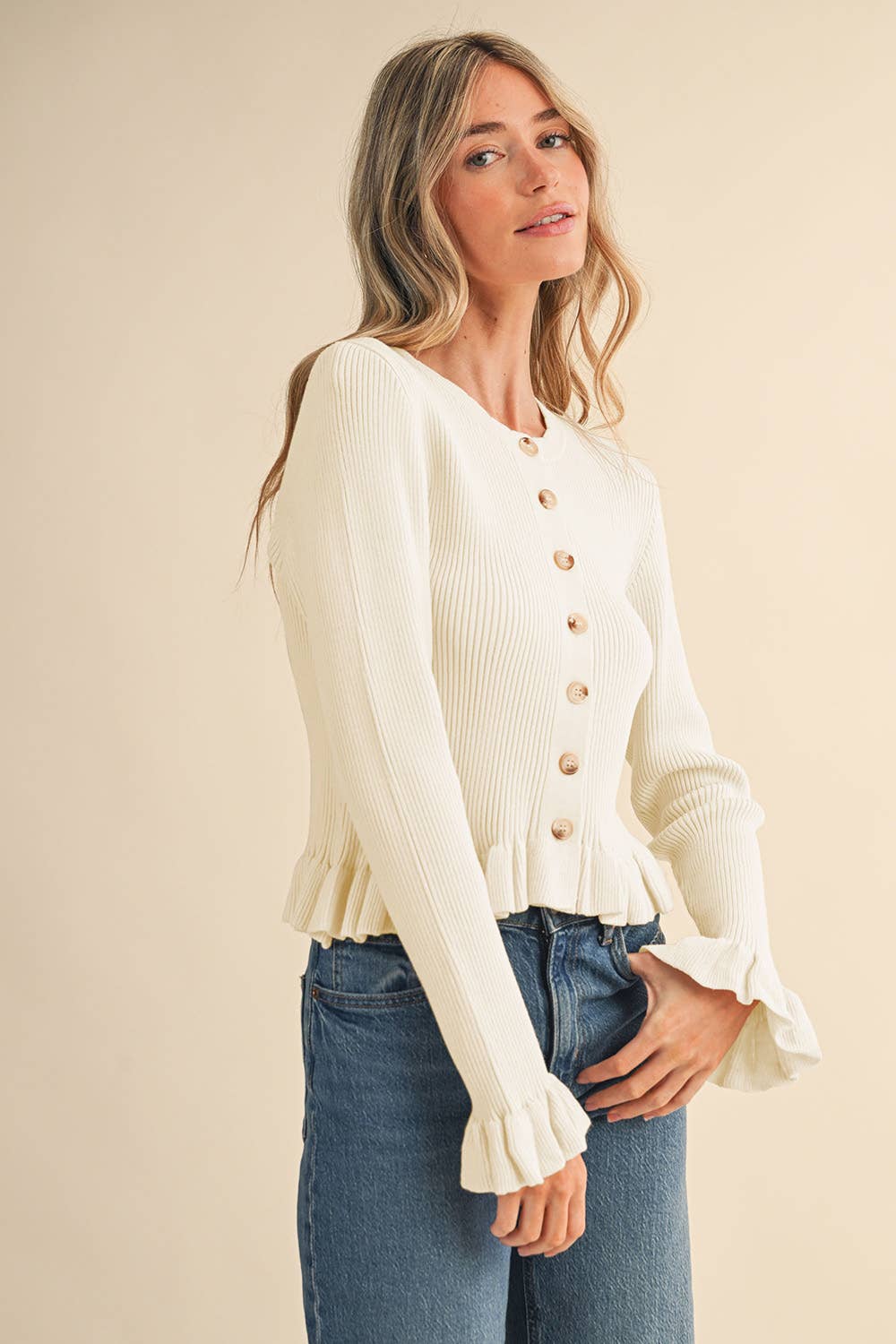 Ruffle Hem Cardigan - 5 Colors Available