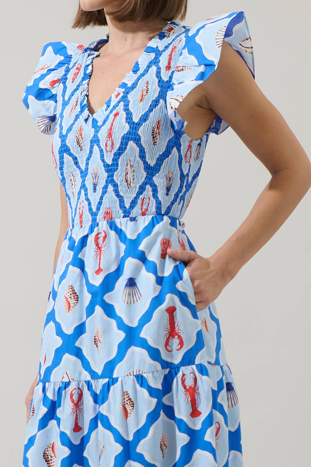 Lobster Bay Sunfire Tiered Midi Dress Pre Order