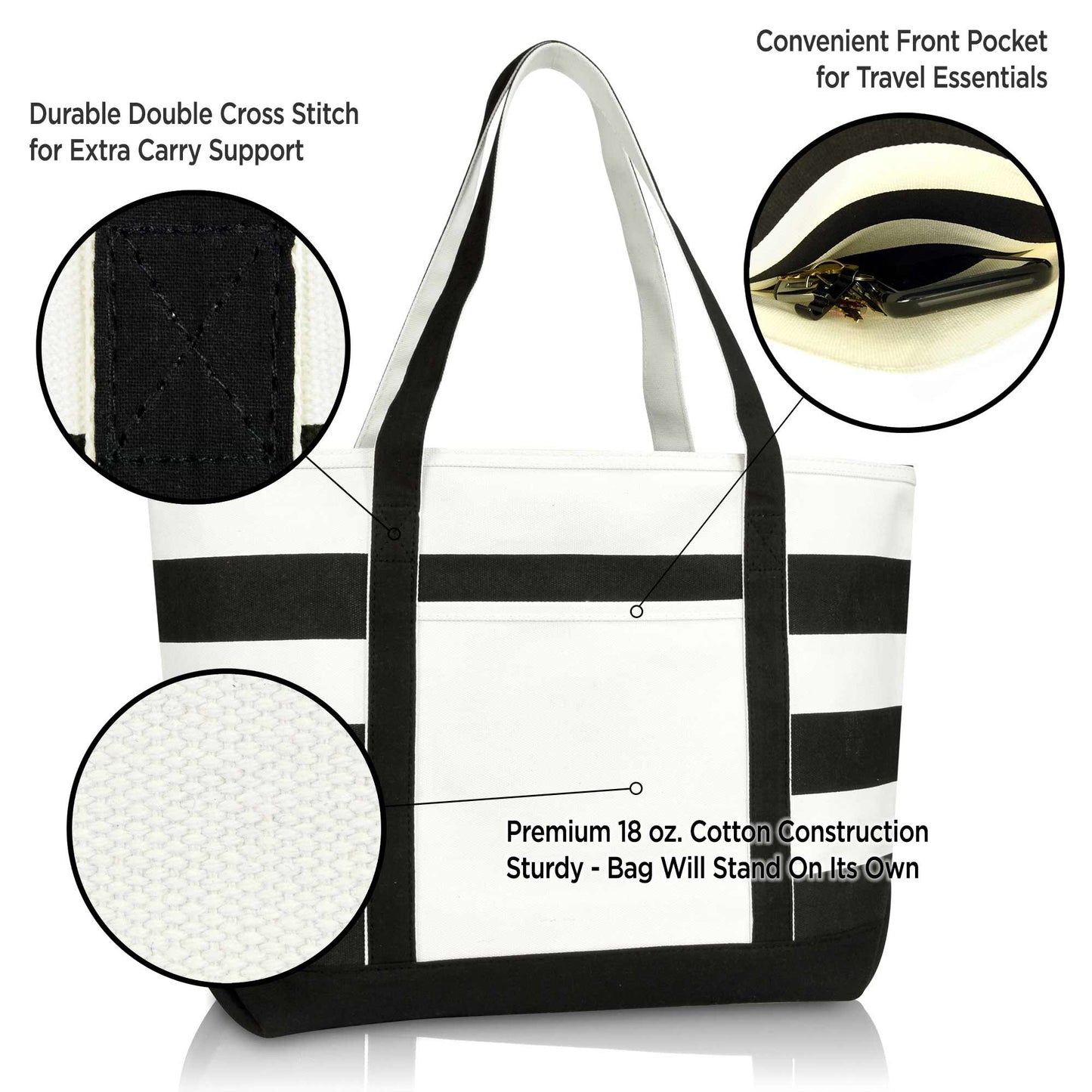 Ocean Sailboat Womens Embroidered Striped Tote Bag