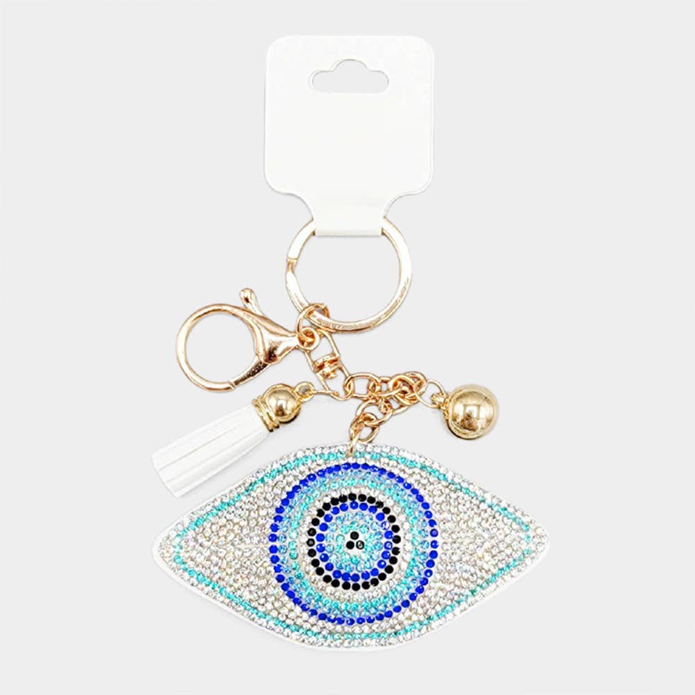 Bling Evil Eye Tassel Keychain