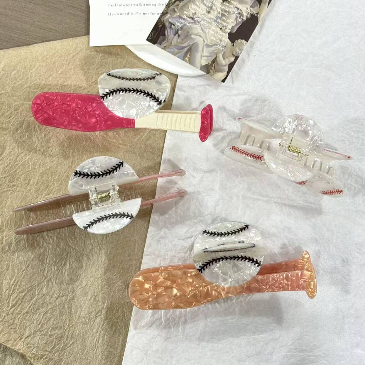Baseball Bat & Ball Hair Clip