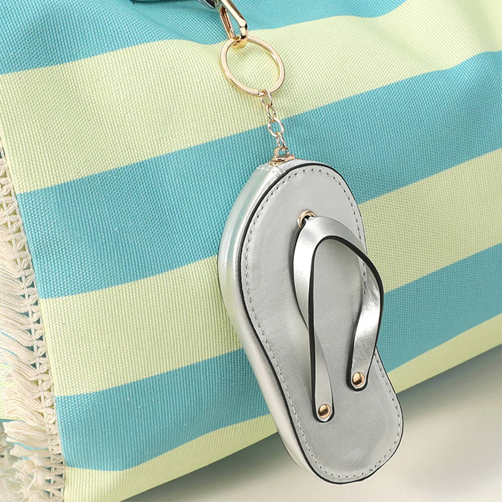 Faux Leather Flip-flop Mini Wristlet Keychain / Bag Charm