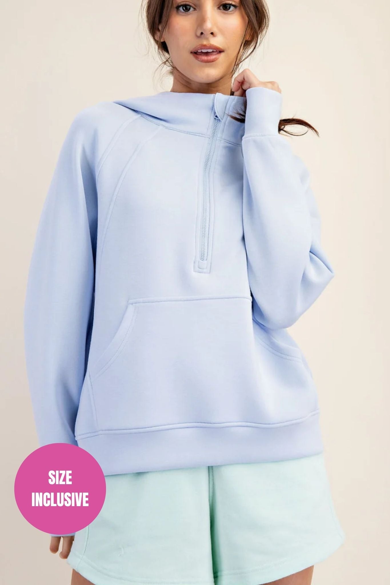 Butter Soft: Quarter zip with Hood: Frost
