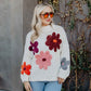 White Floral Fall Stitched Sweater