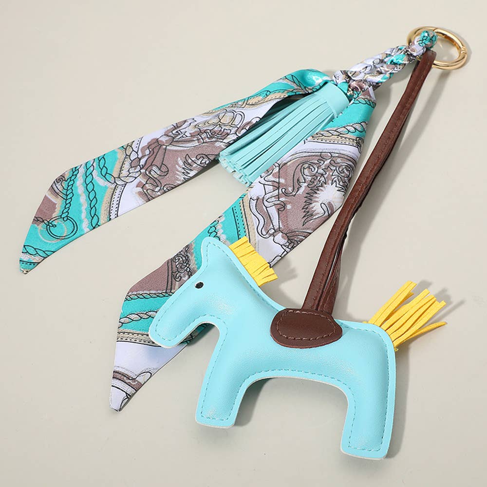 Faux Leather Horse Tassel Scarf Keychain / Bag Charm