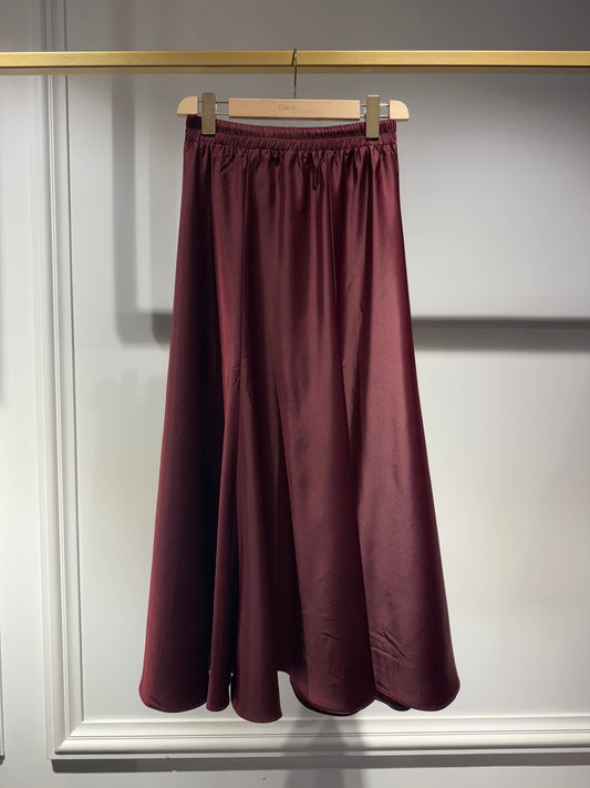 Paris Satin Skirt: Burgundy