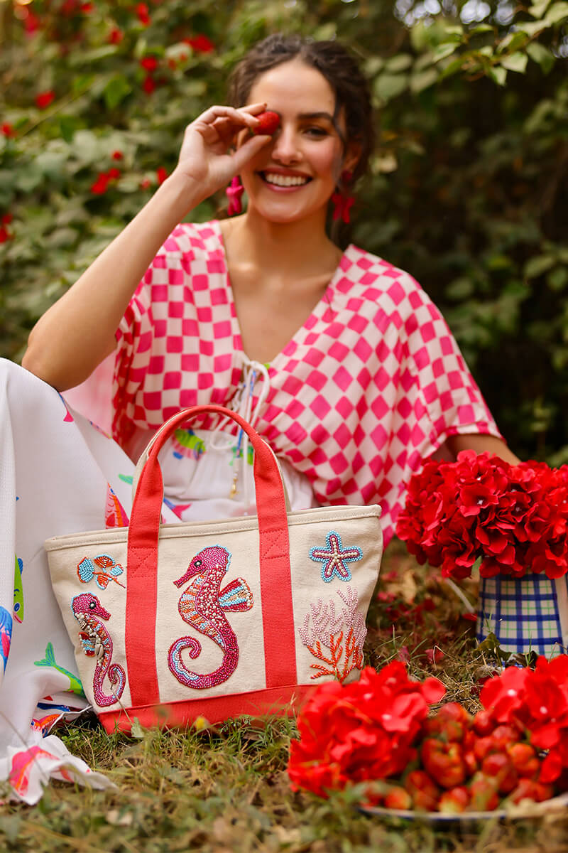 A&B Coral Seahorse Small Tote: Pre Order