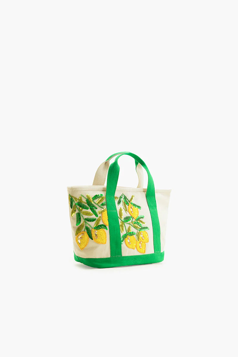 Sicilian Lemon Hand-Beaded Small Boat Tote: Pre order