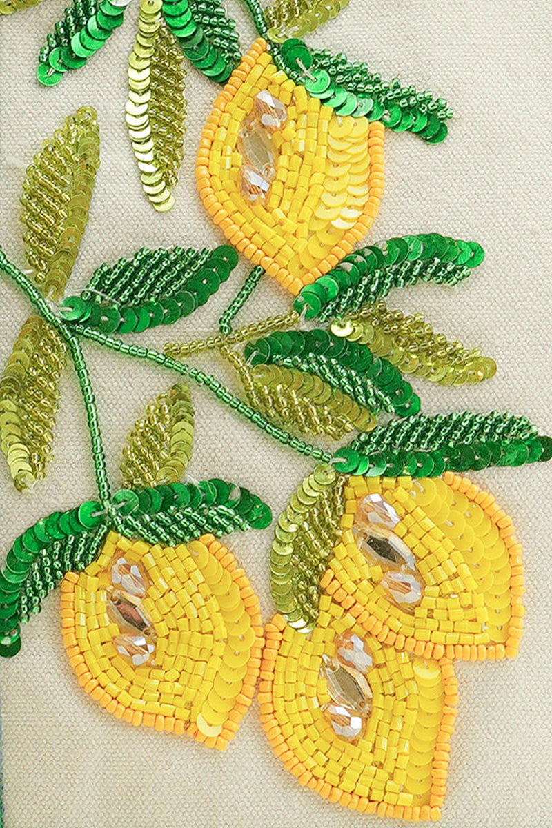 Sicilian Lemon Hand-Beaded Small Boat Tote: Pre order