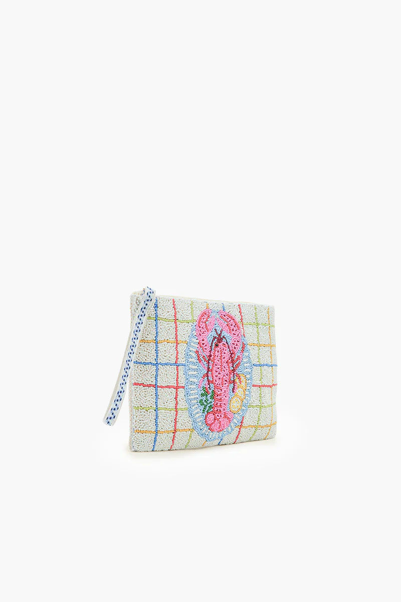 New England Lobster Beaded Wristlet Clutch