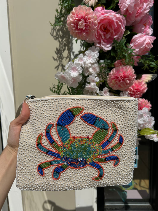 Crabby Waves Beaded Wristlet