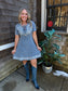 Lace-Up Western Denim Dress: Light Wash