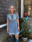Lace-Up Western Denim Dress: Light Wash