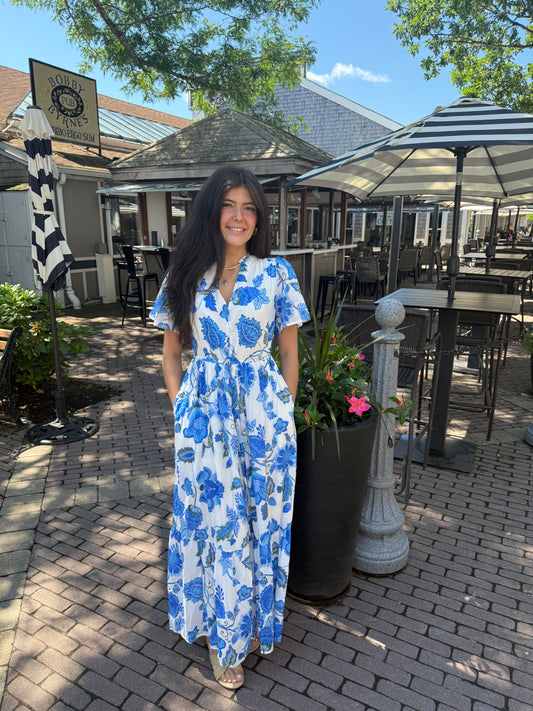 Samian Floral Kissa Button Down Maxi Dress