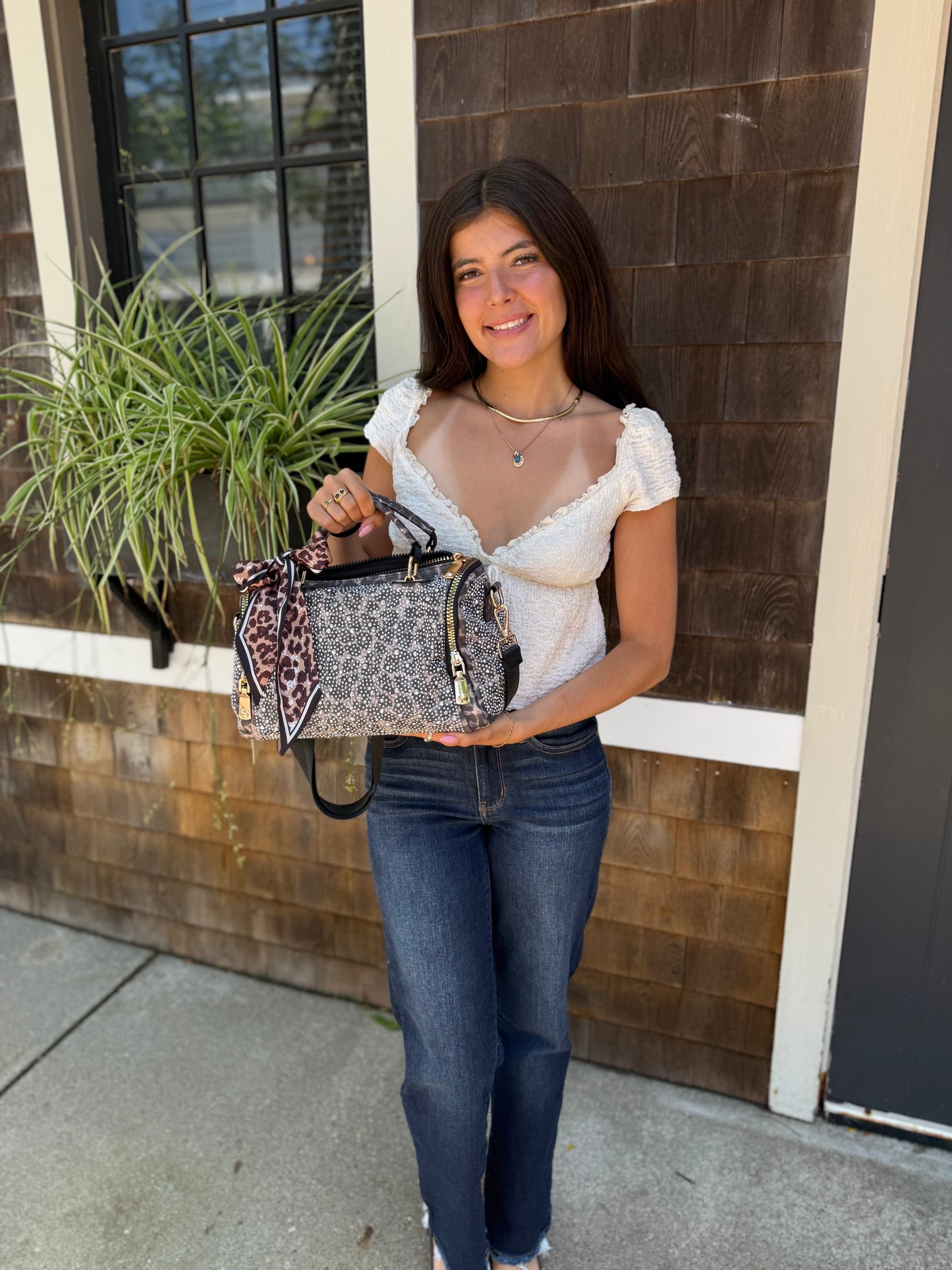 Bling Beaded Leopard Bag