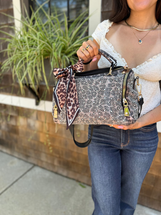 Bling Beaded Leopard Bag