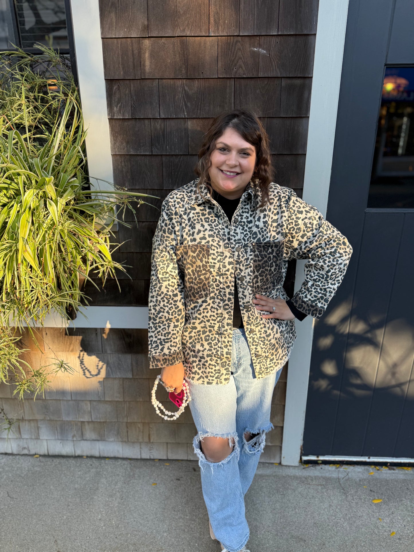 Two-Tone Printed Denim Jacket