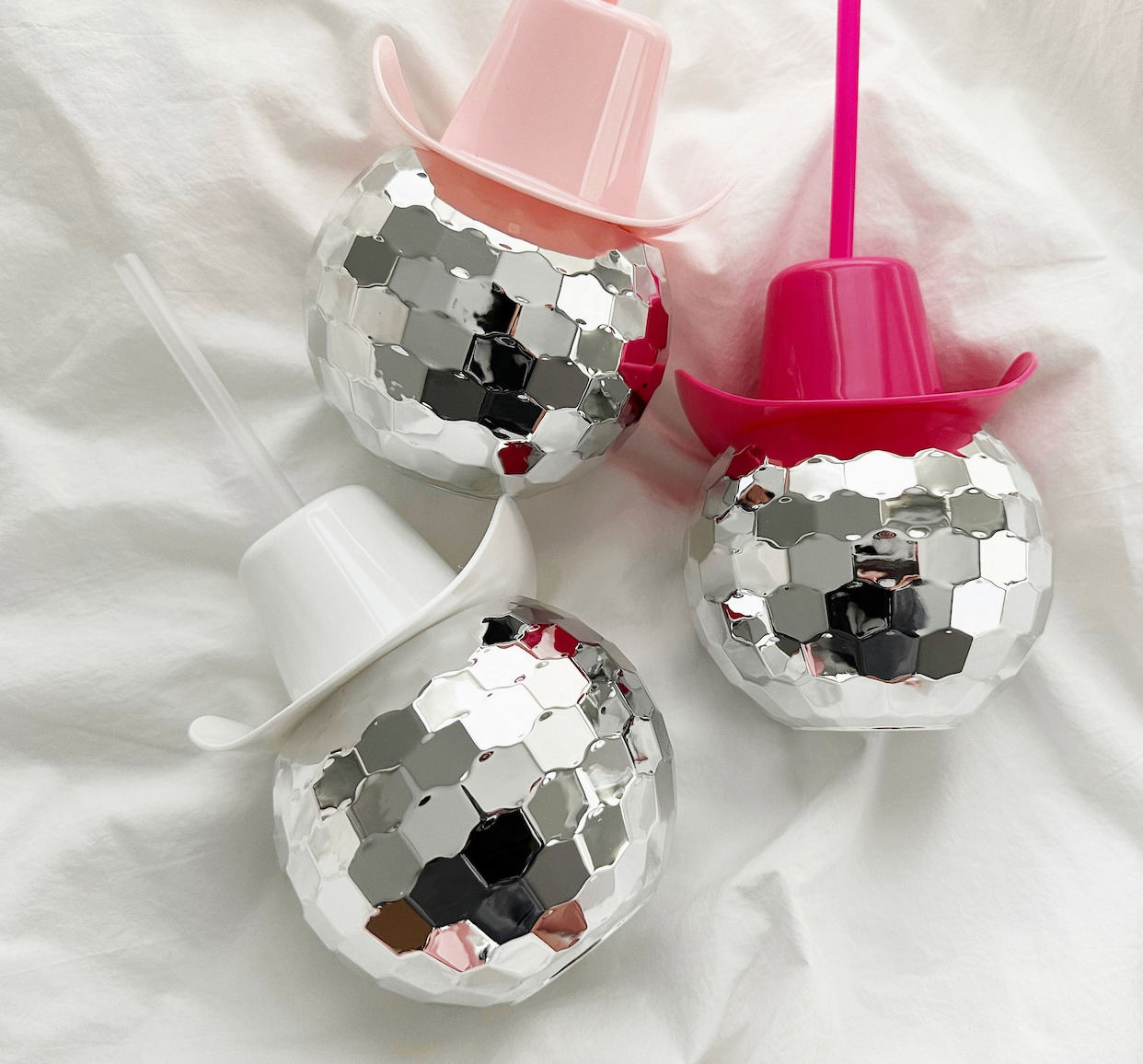 Disco Ball Cups with Cowboy Hat