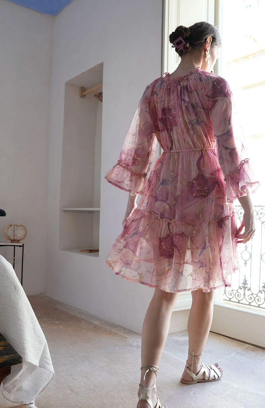 Marble Print Dress: PINK DREAM