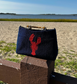 Falmouth Navy Beaded Purse with Red Lobster Design