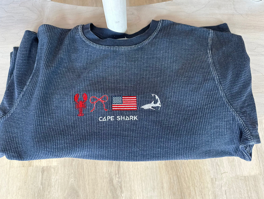 Cape Shark USA Shark Icons - Unisex Navy Corduroy Crewneck