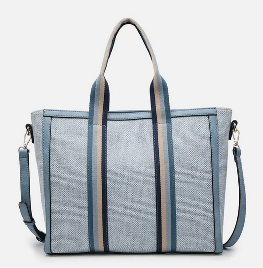 Haley Canvas Tote: Gray/Blue