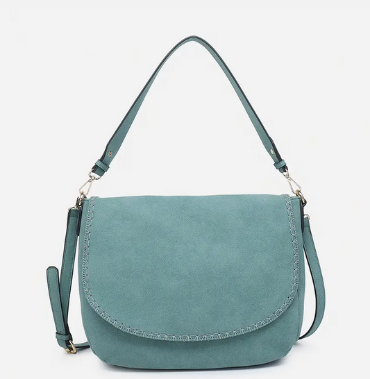 Jess Faux Suede Satchel Teal