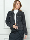 Asymmetric Seam Black Denim Jacket