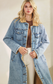 Sherpa-Lined Longline Denim Jacket: Pre Order