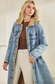 Sherpa-Lined Longline Denim Jacket: Pre Order
