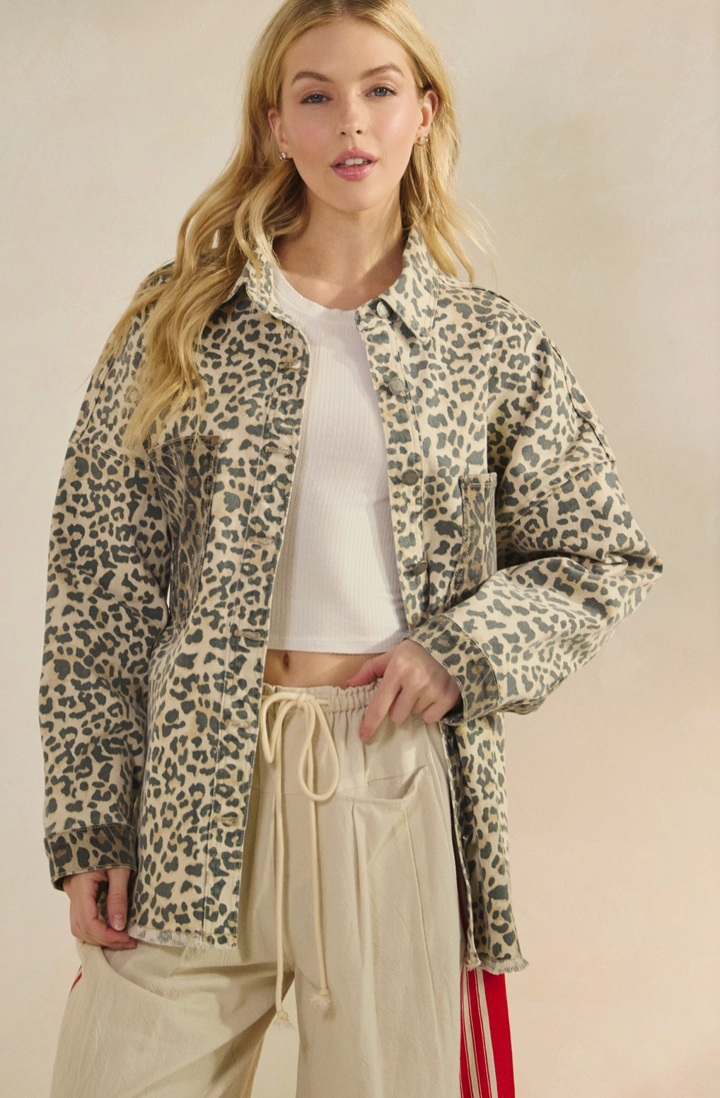 Two-Tone Printed Denim Jacket