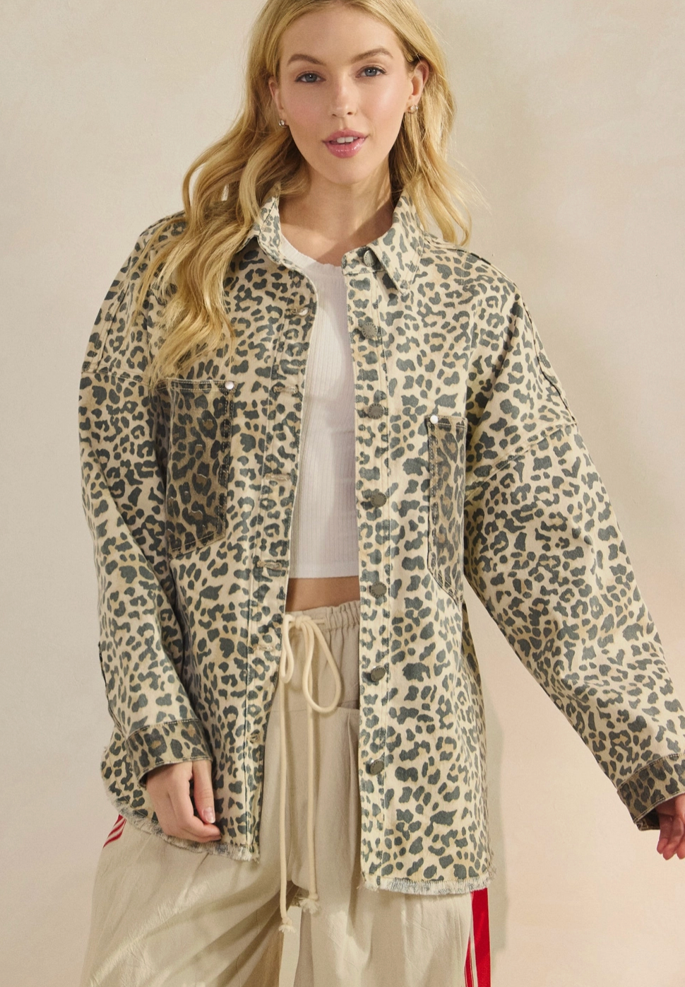Two-Tone Printed Denim Jacket