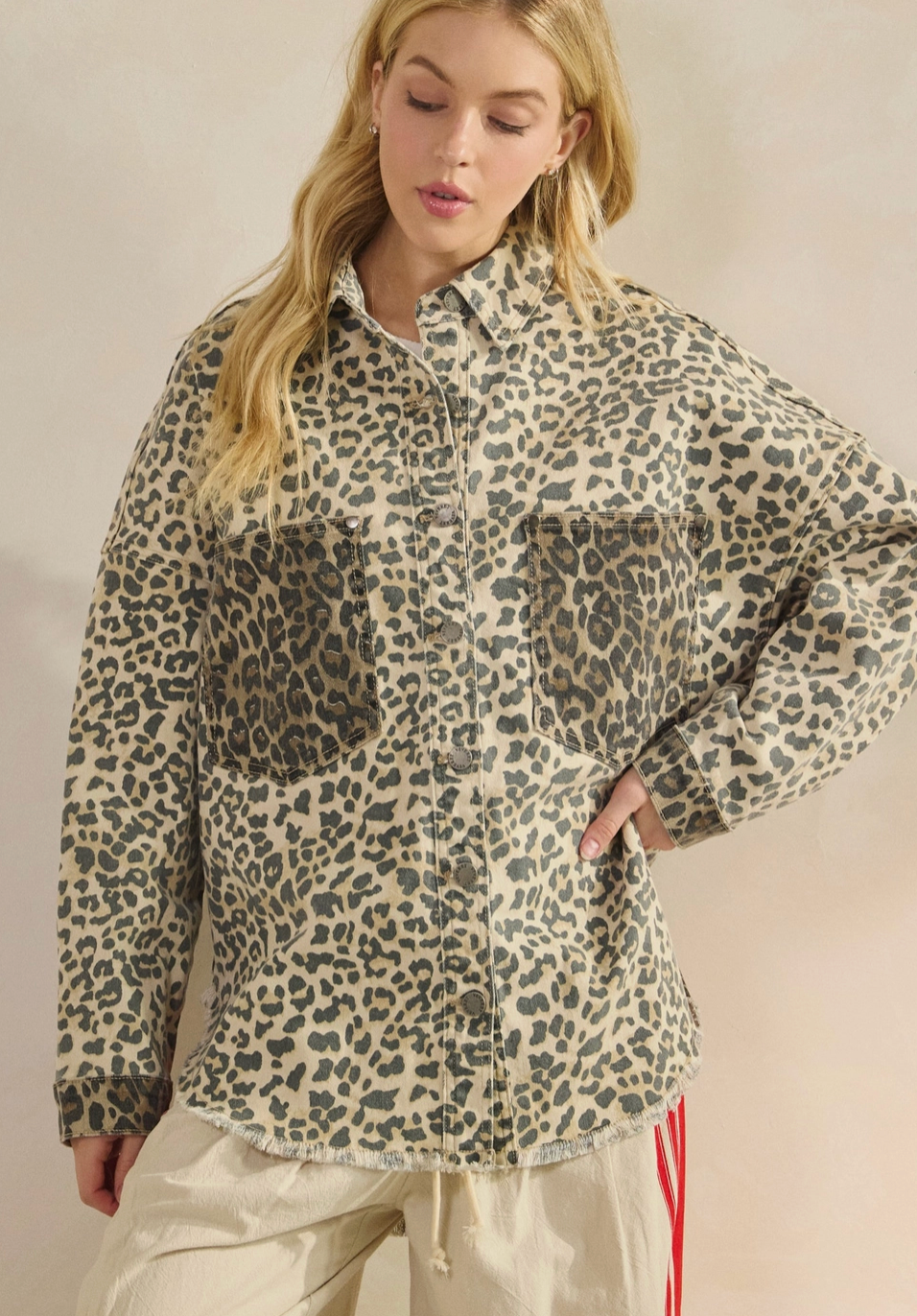 Two-Tone Printed Denim Jacket
