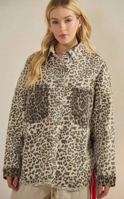 Two-Tone Printed Denim Jacket