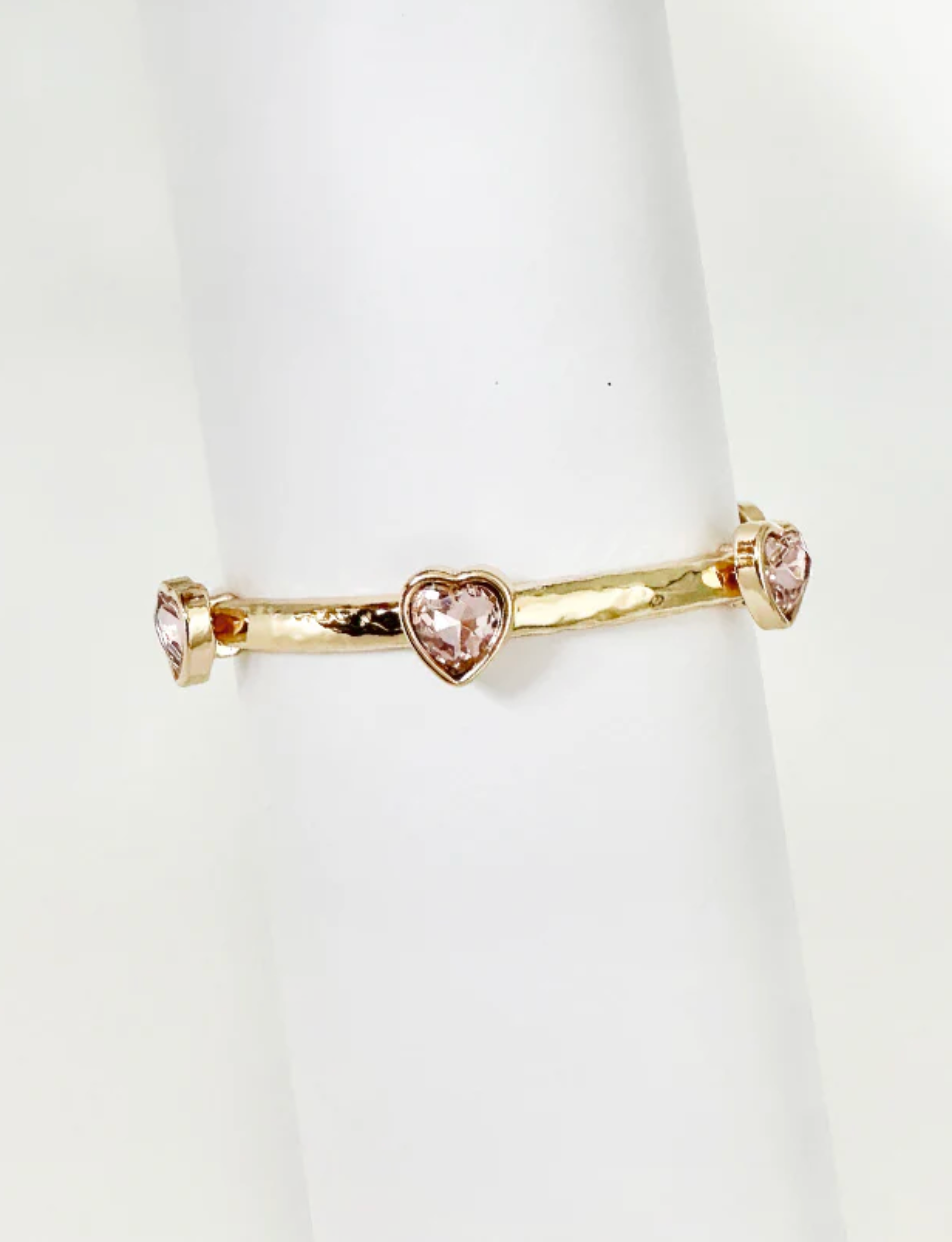 Blushing Hearts Stretch Bracelet Gold