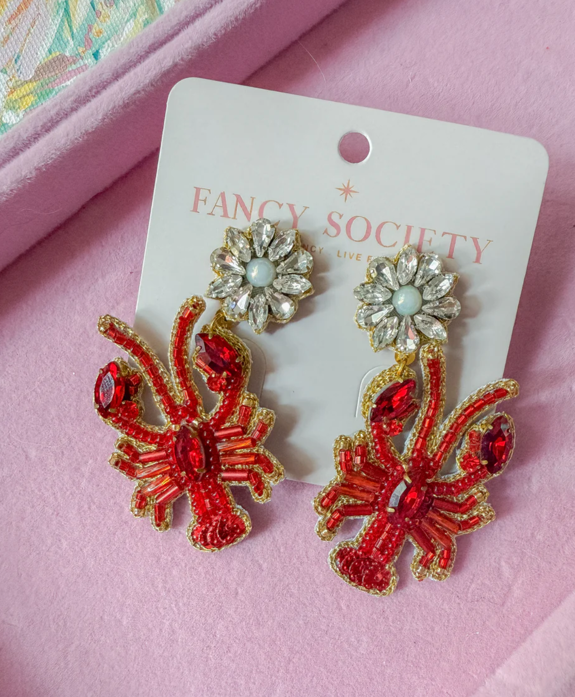 Fancy society: Mini Lobster Party Beaded Earrings