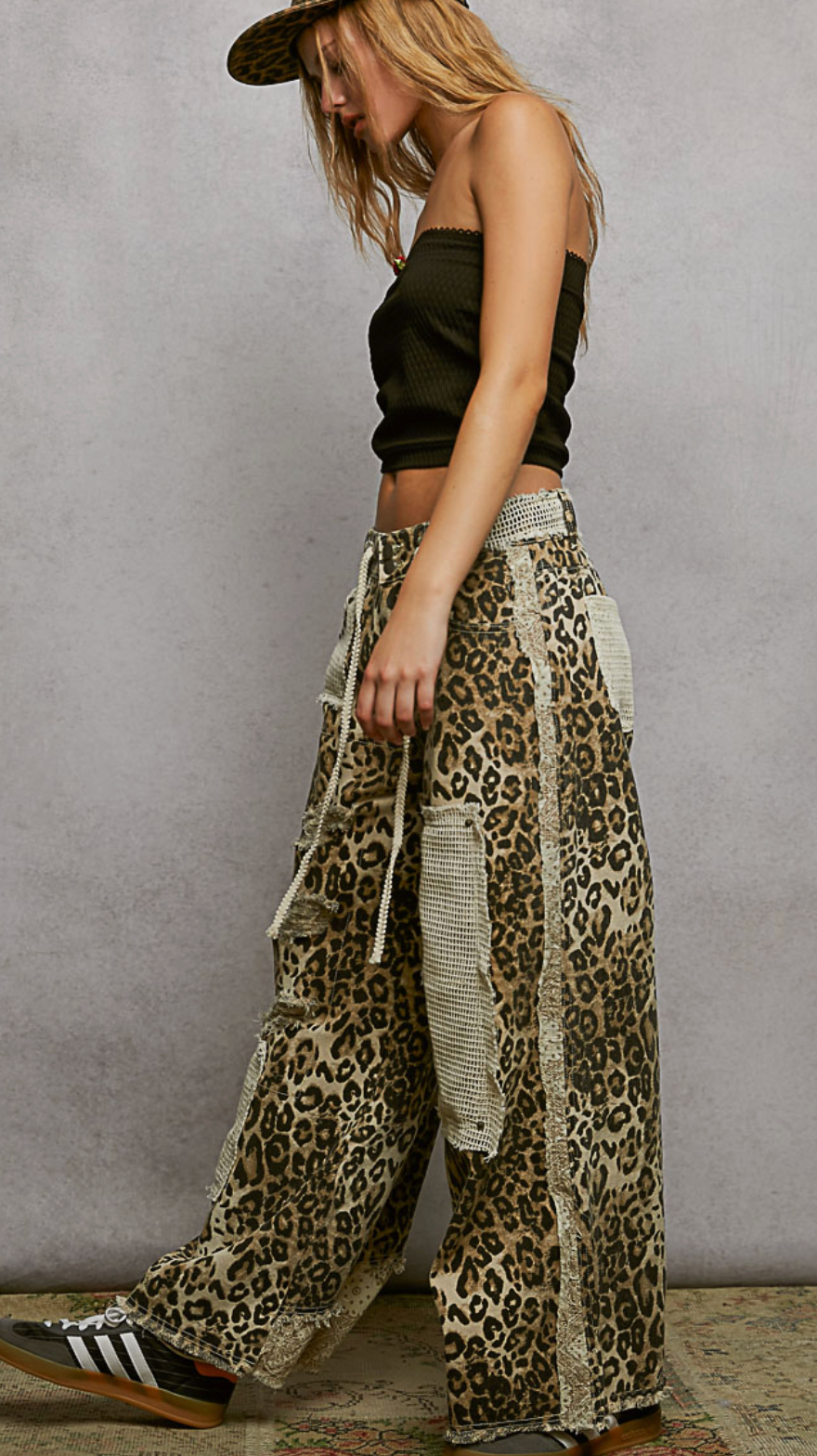 Stud Detail Woven Denim Pants