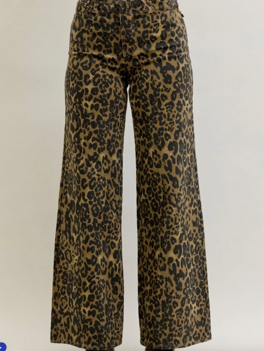 Judy Blue: Leopard Denim Jeans